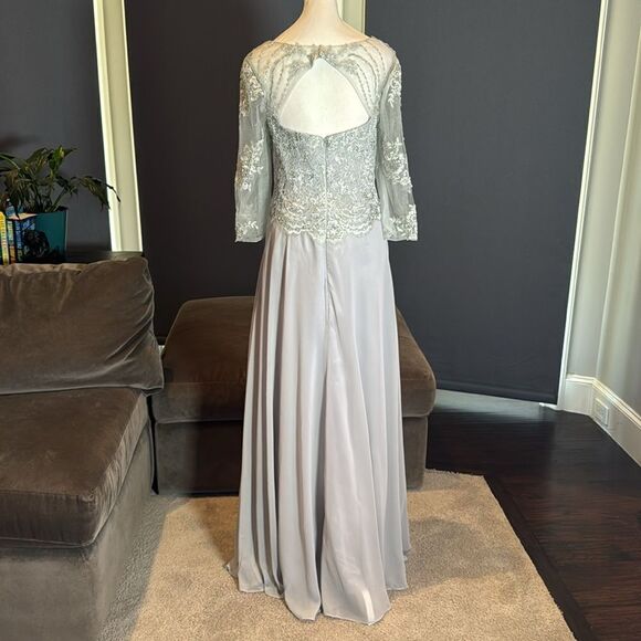Women’s Gray Chiffon Full Length Formal Mother of the Bride Dress ZipBack Size 8 - Picture 6 of 15